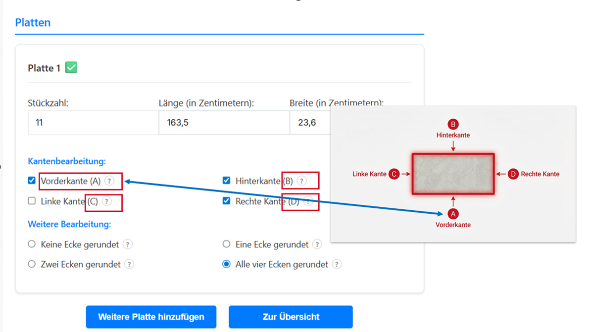 immer die richtige kante ausgewaehlt