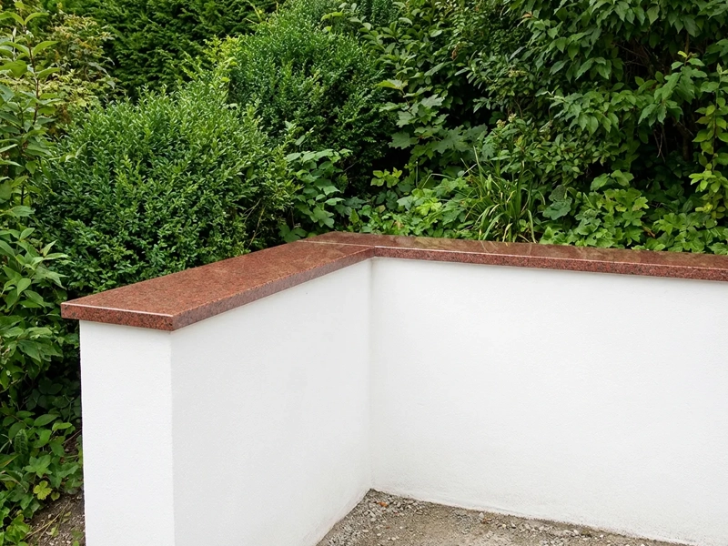 mauer abdeckplatten aus rotem granit 2cm dick oberflaeche poliert