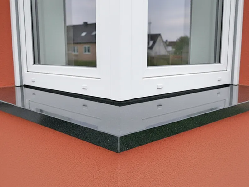 Nero Assoluto Außenfensterbänke poliert mit Gehrungsverklebung an der Ecke