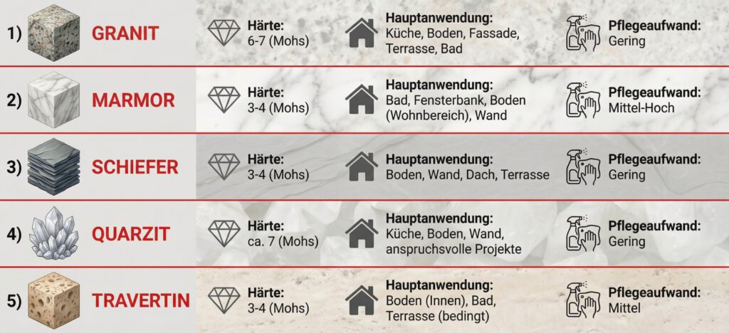 vergleich gesteinsarten infografik